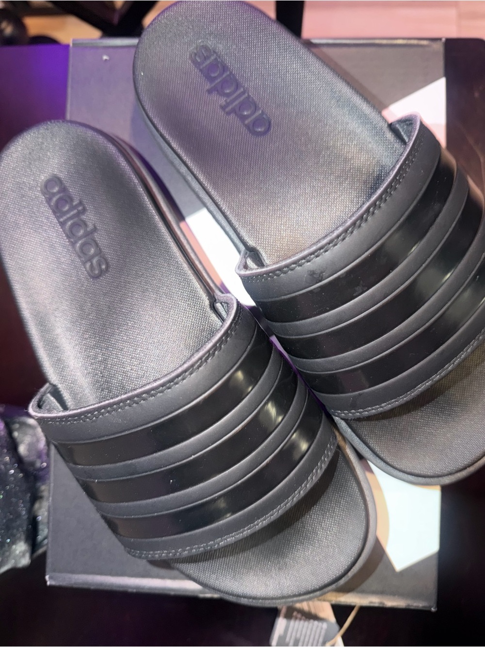 adidas Black Adilette Platform Slide Sandals Size 6 - Picture 10 of 14